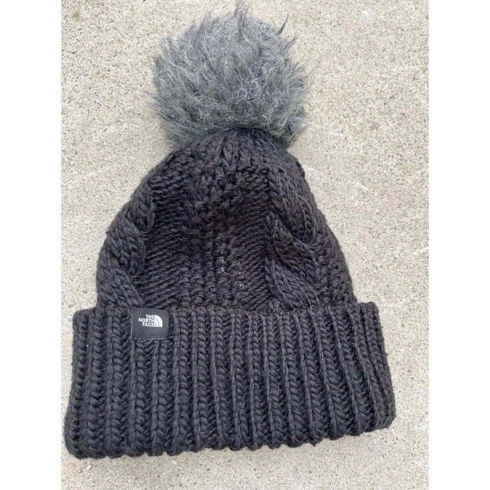Kid's North Face Beanie Black Solid One Size Ski Snowboard Winter Tassel
